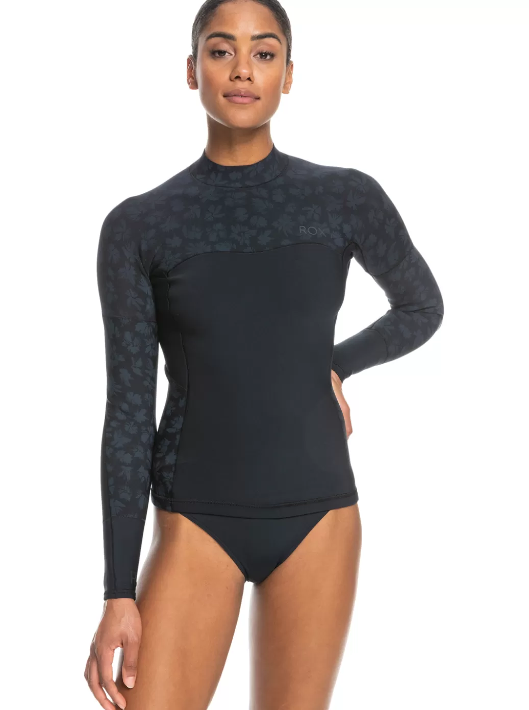 Swell Series | WOMEN ROXY 1mm Swell Series Long Sleeve Wetsuit Top Black