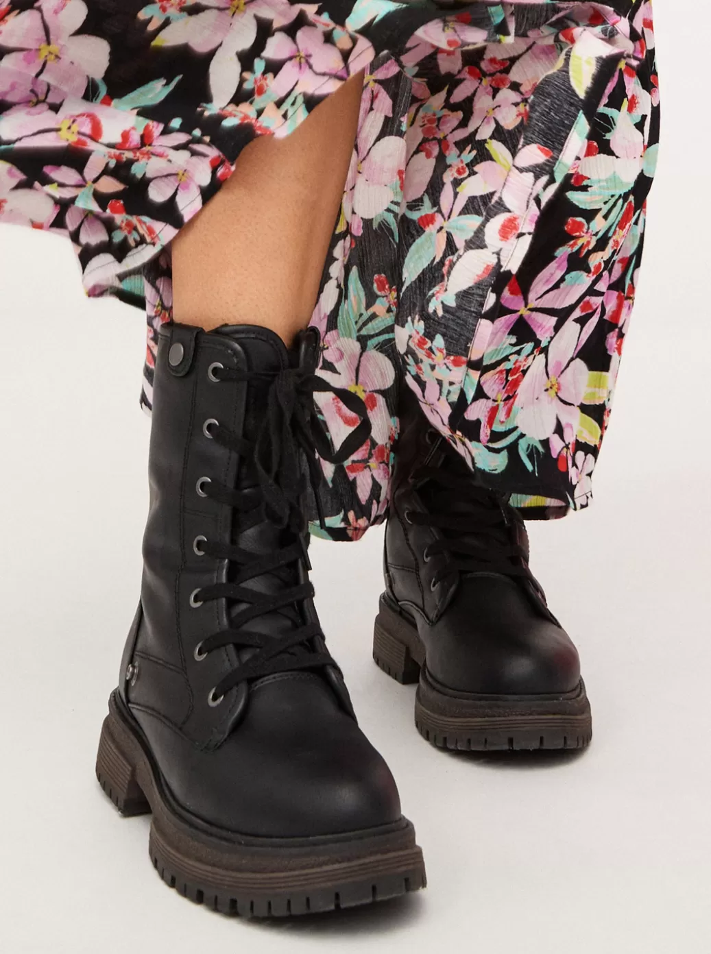 Boots | WOMEN ROXY Bruna Lace-Up Boots Black