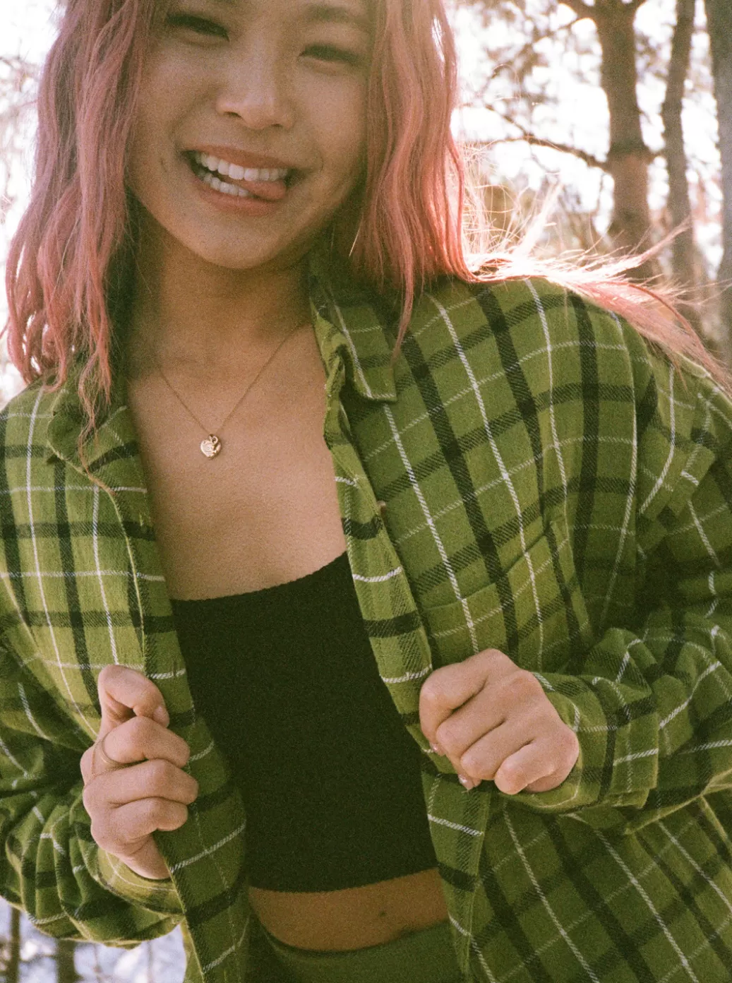 Chloe Kim | Tops | WOMEN ROXY Chloe Kim Oversized Button Up Woven Shirt Iguana Platz Plaid