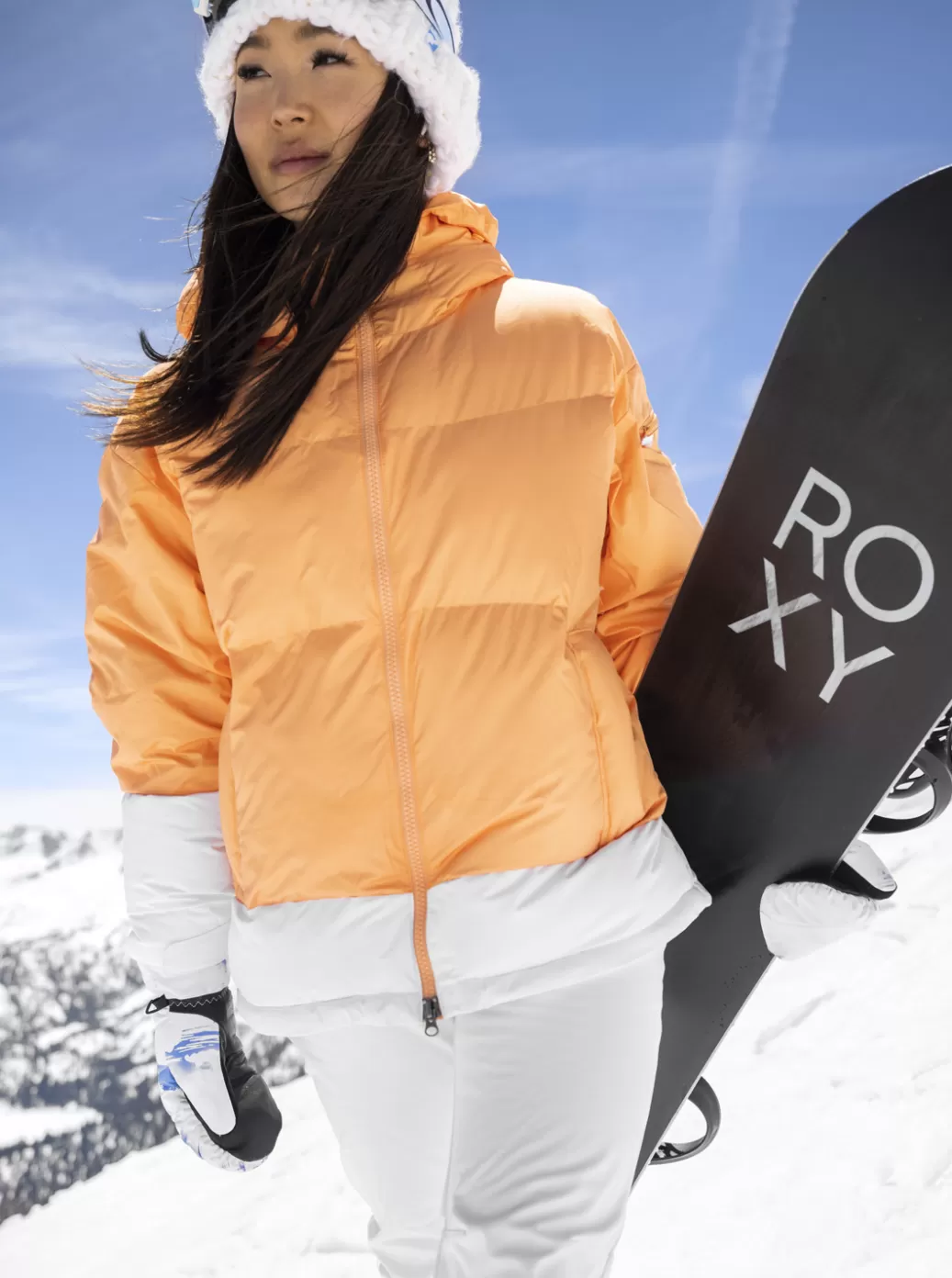 Chloe Kim | Snow Jackets | WOMEN ROXY Chloe Kim Puffy Technical Snow Jacket Mock Orange