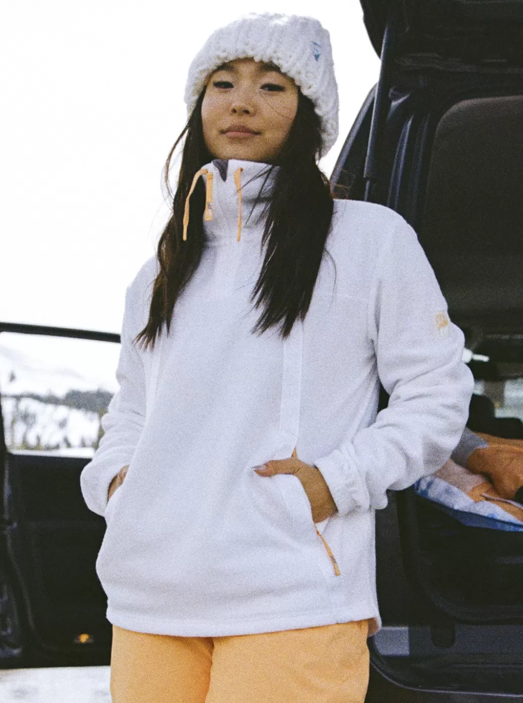 Chloe Kim | Jackets | Fleece & Hoodies | WOMEN ROXY Chloe Kim Technical Half Zip Fleece Bright White