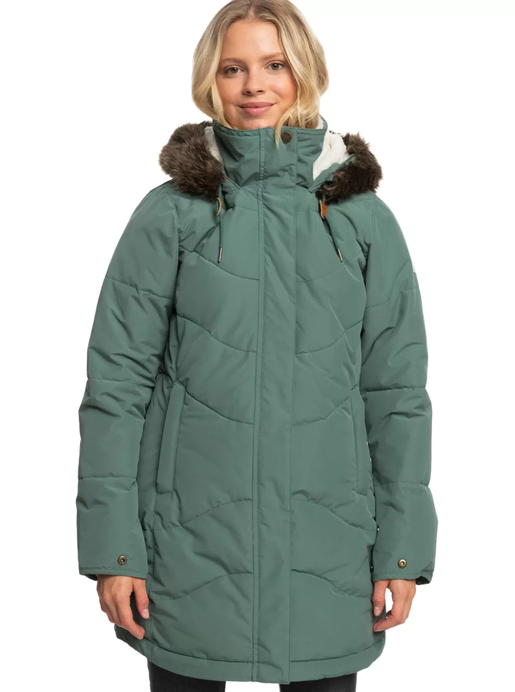 Winter Jackets | Snow Jackets | WOMEN ROXY Ellie Longline Winter Jacket Dark Forest