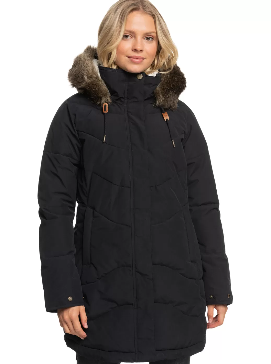 Winter Jackets | Snow Jackets | WOMEN ROXY Ellie Longline Winter Jacket True Black