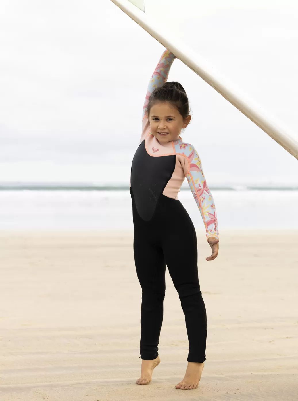 Surf | KIDS ROXY Girl's 2-7 3/2mm Prologue Back Zip Wetsuit Tanager Tur Tw Floral Conf