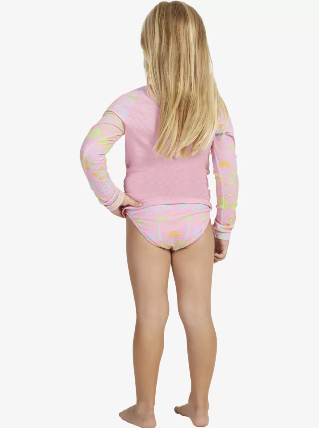 Surf | KIDS ROXY Girl's 2-7 Beach Day Together Long Sleeve Rashguard Set Sachet Pink Beachy Bebe