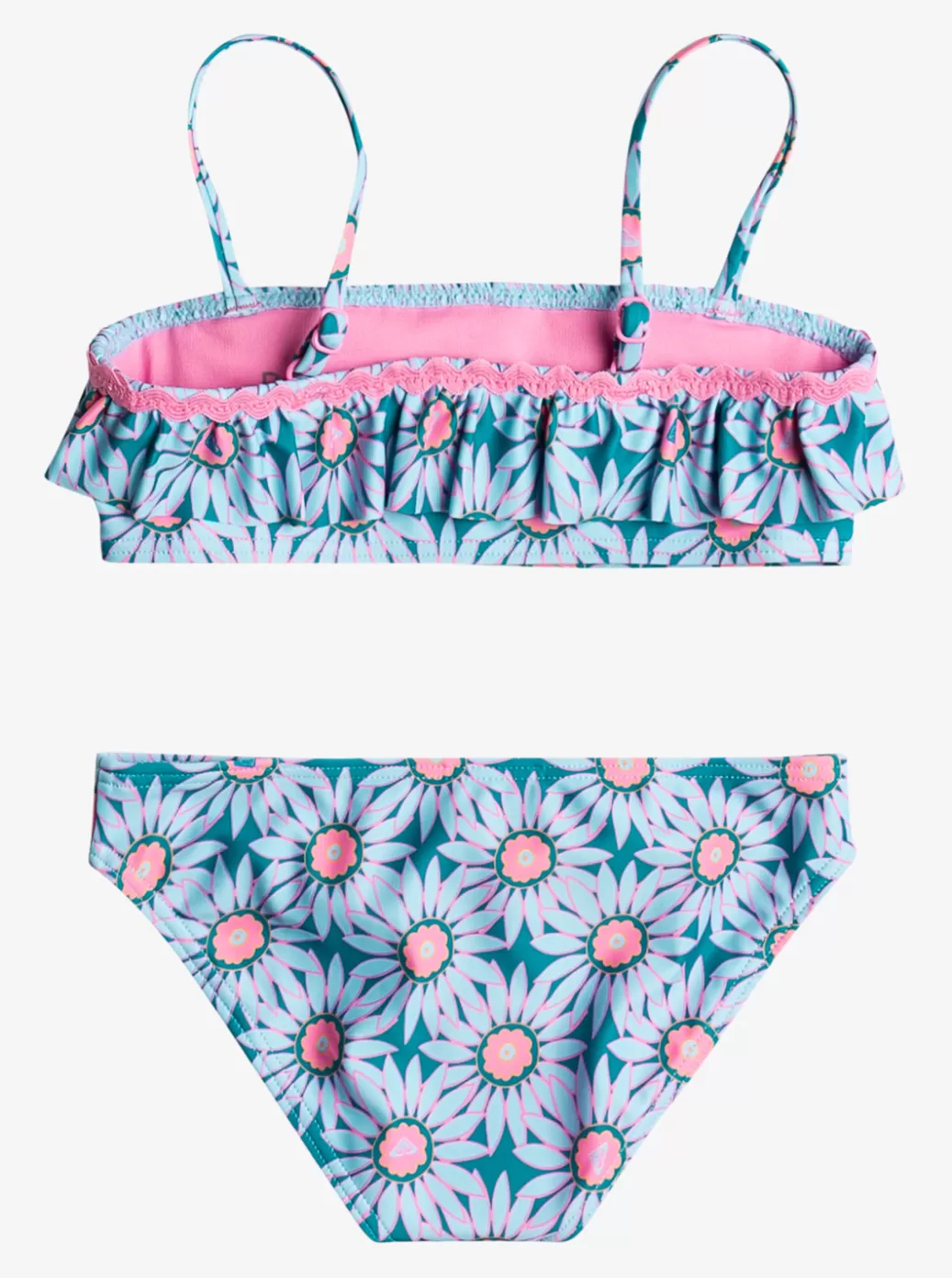 Swim | KIDS ROXY Girl's 2-7 Bold Florals Two Piece Bandeau Bikini Set Crystal Teal Sol Flower