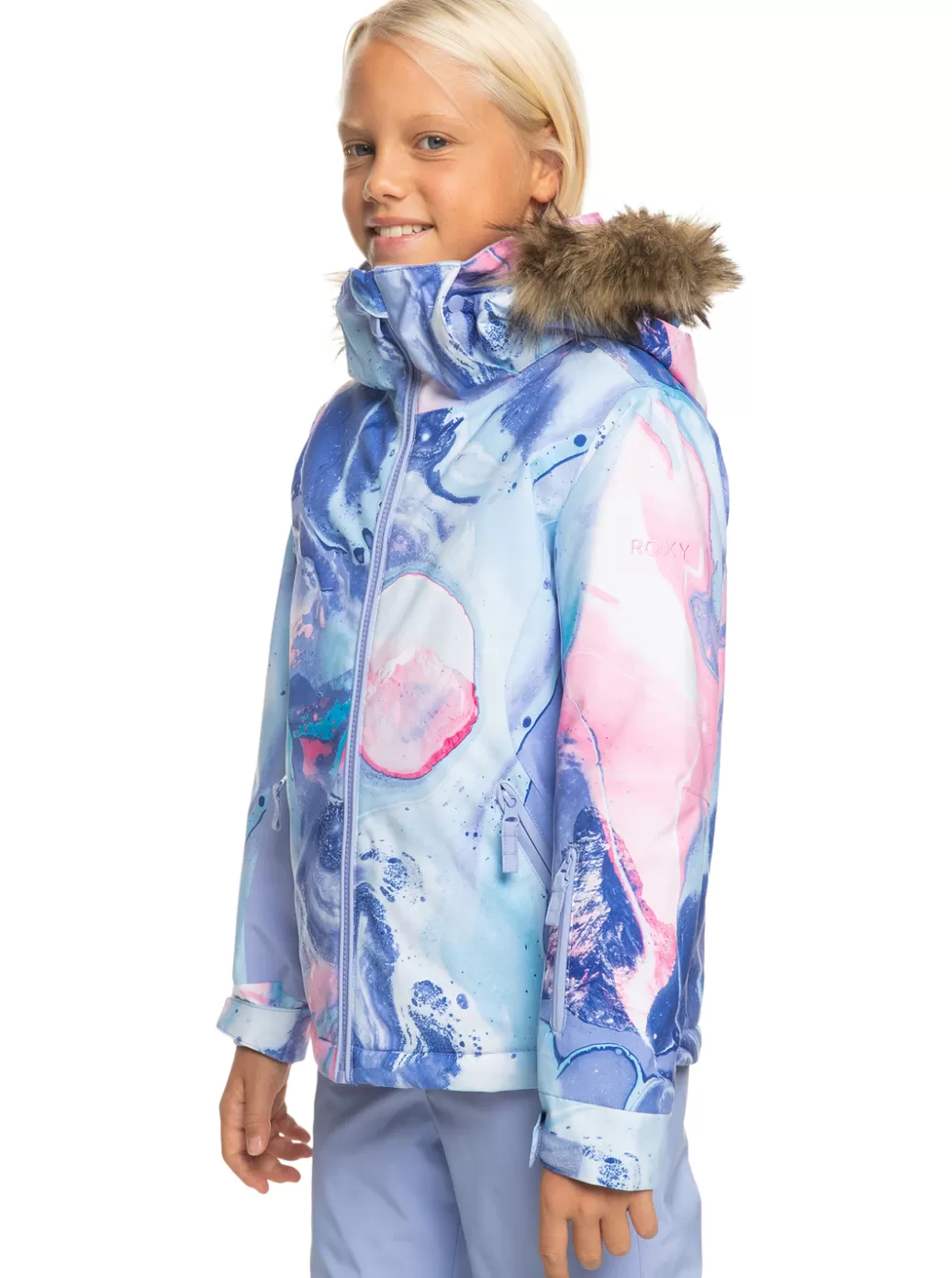 Snow Jackets | Girls Snow | KIDS | WOMEN ROXY Girl's 4-16 American Pie Technical Snow Jacket Azure Blue Landscape