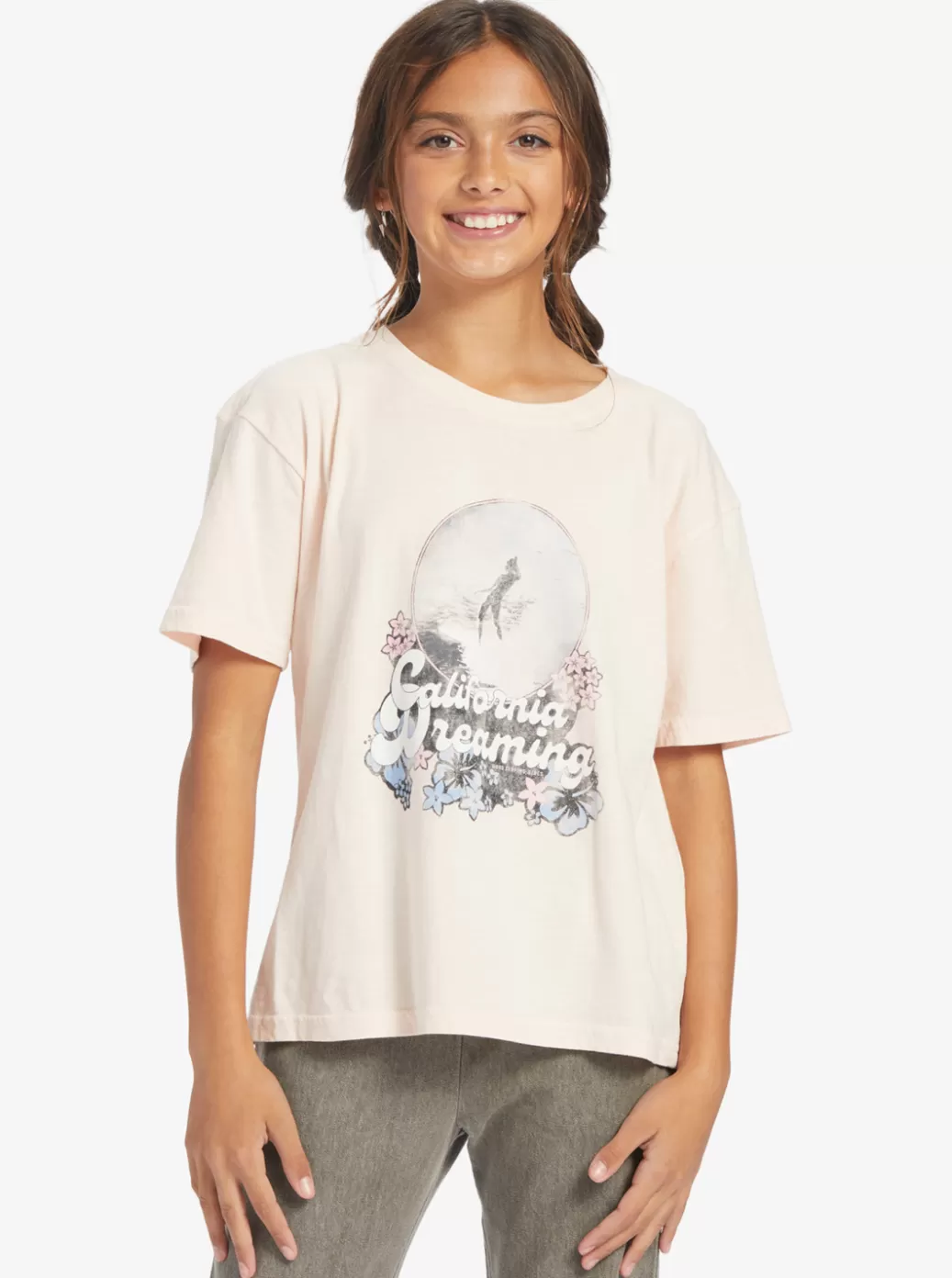 Tees & Tanks | KIDS ROXY Girl's 4-16 California Dreamin Oversized T-Shirt Pale Dogwood