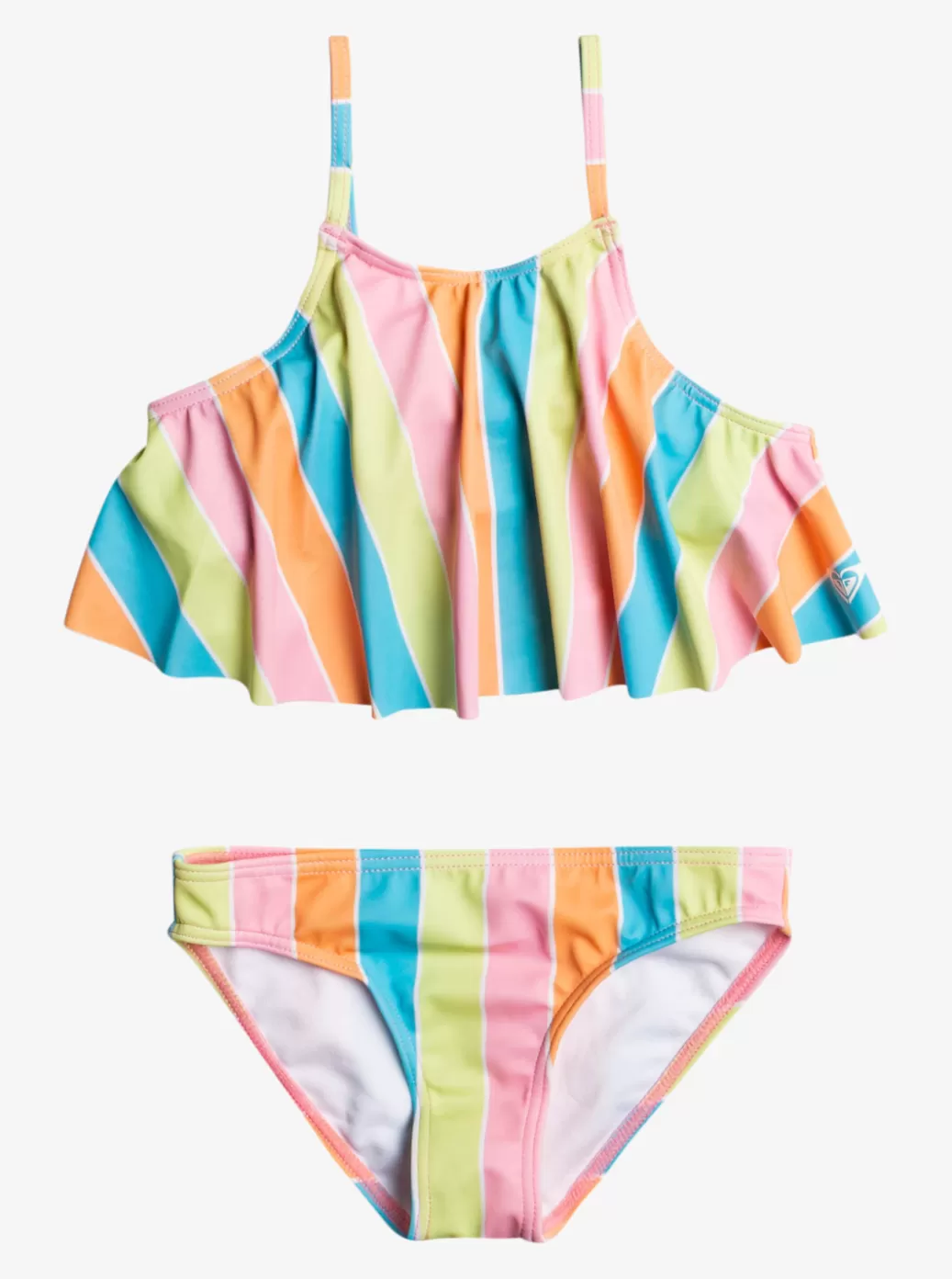 Swim | KIDS ROXY Girl's 4-16 Colors Of The Sun Two Piece Flutter Bikini Set For Girls Bachelor Button Rainbow Rays