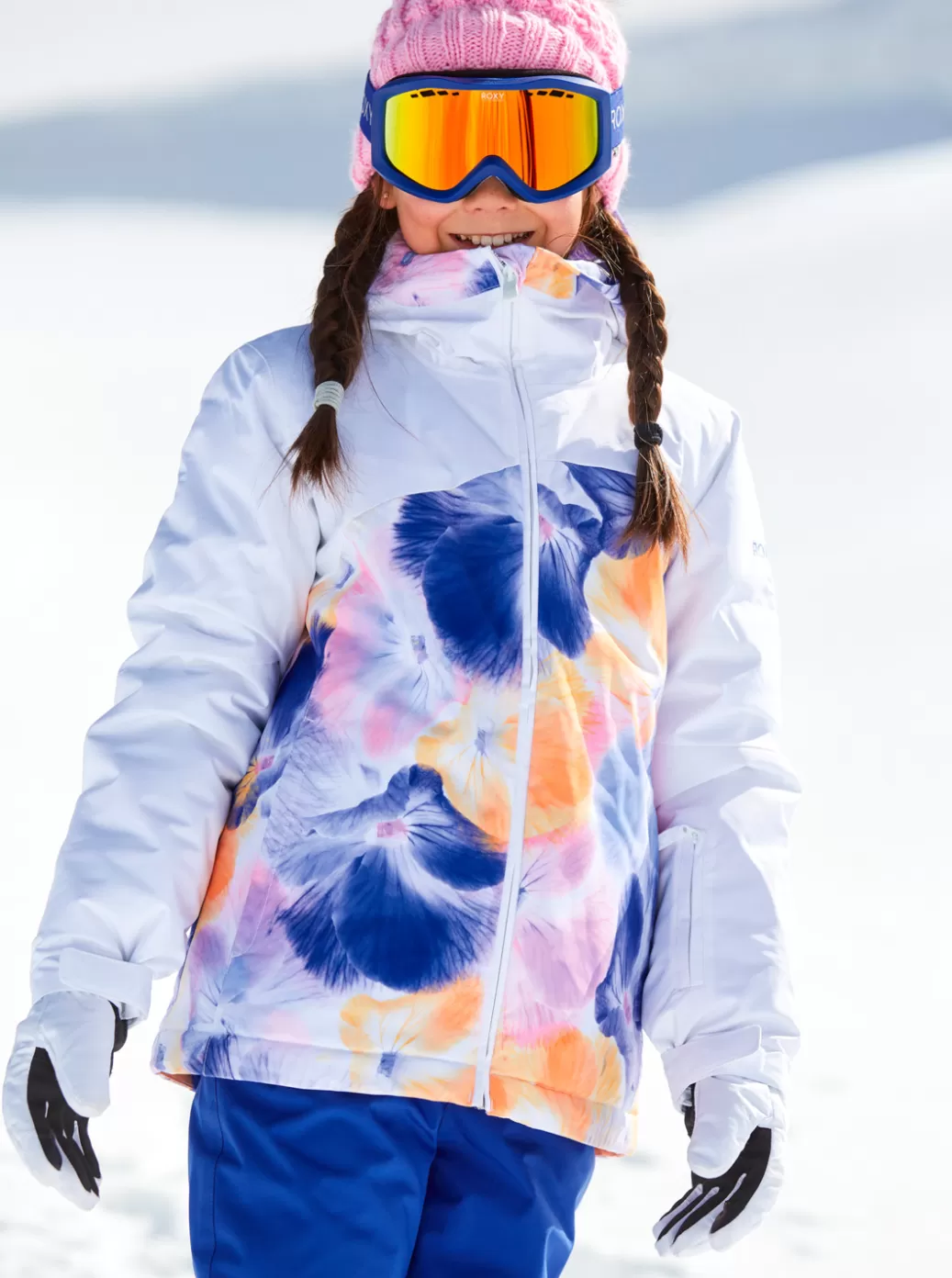 Snow Jackets | Girls Snow | KIDS | WOMEN ROXY Girl's 4-16 Greywood Technical Snow Jacket Bright White Pansy Pansy Rg