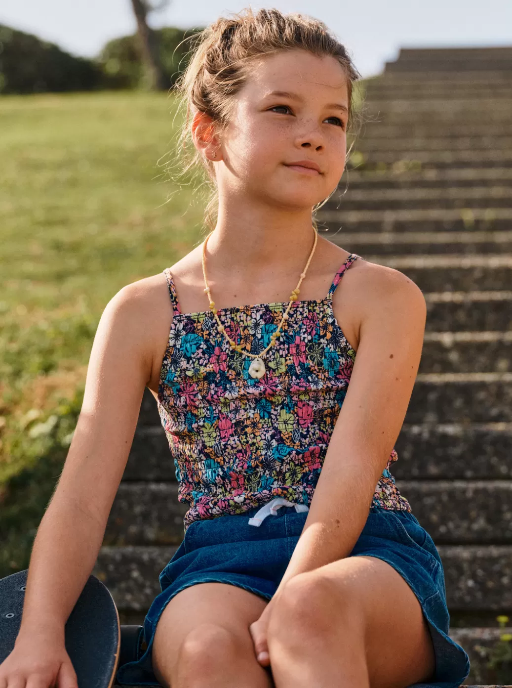 Tops | KIDS ROXY Girl's 4-16 Put It In A Love Song Strappy Crop Top For Girls Mood Indigo Tropical Rays