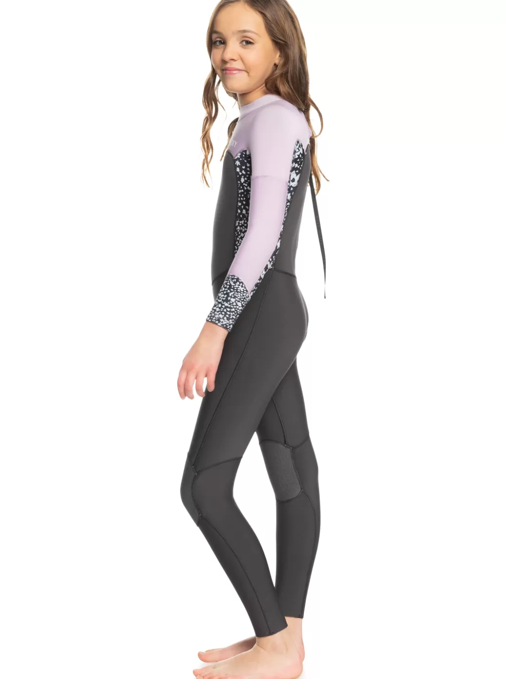 Surf | Swell Series | KIDS | WOMEN ROXY Girl's 8-16 4/3mmSwell Series Back Zip Wetsuit Jet/orchid Bouquet
