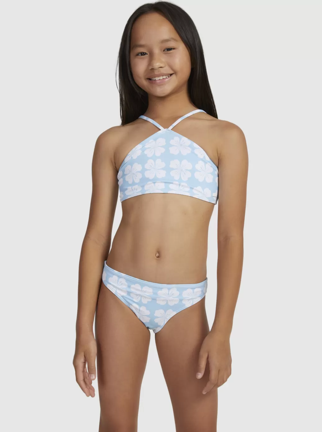 Swim | KIDS ROXY Girls' 7-16 Vacation Memories Two Piece Crop Top Bikini Set Clear Sky Clik