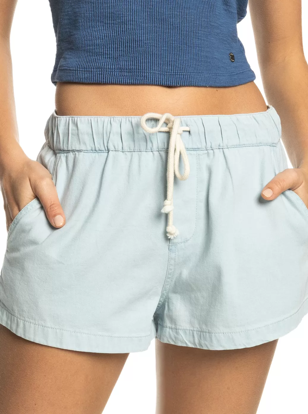 Shorts | WOMEN ROXY Go To The Beach Denim Shorts Bleached Blue