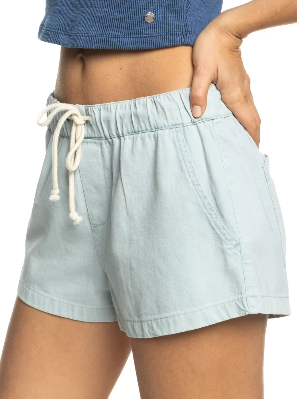 Shorts | WOMEN ROXY Go To The Beach Denim Shorts Bleached Blue
