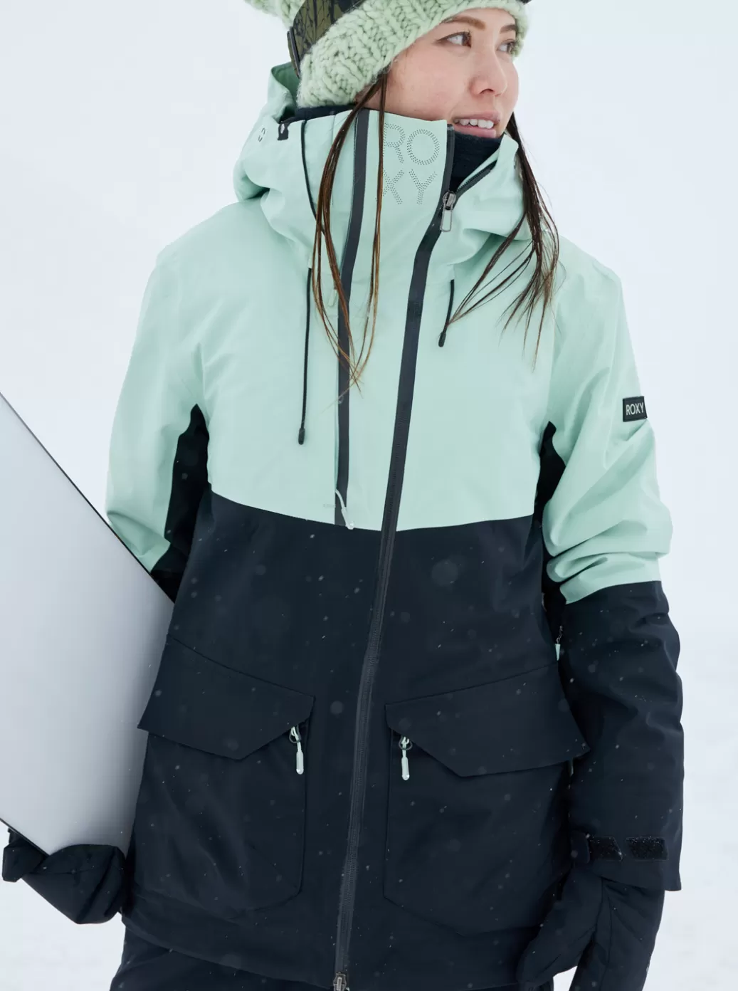 Hydrosmart | Boundless Snow | Snow Jackets | WOMEN ROXY GORE-TEX® Stretch Purelines Technical Snow Jacket Cameo Green