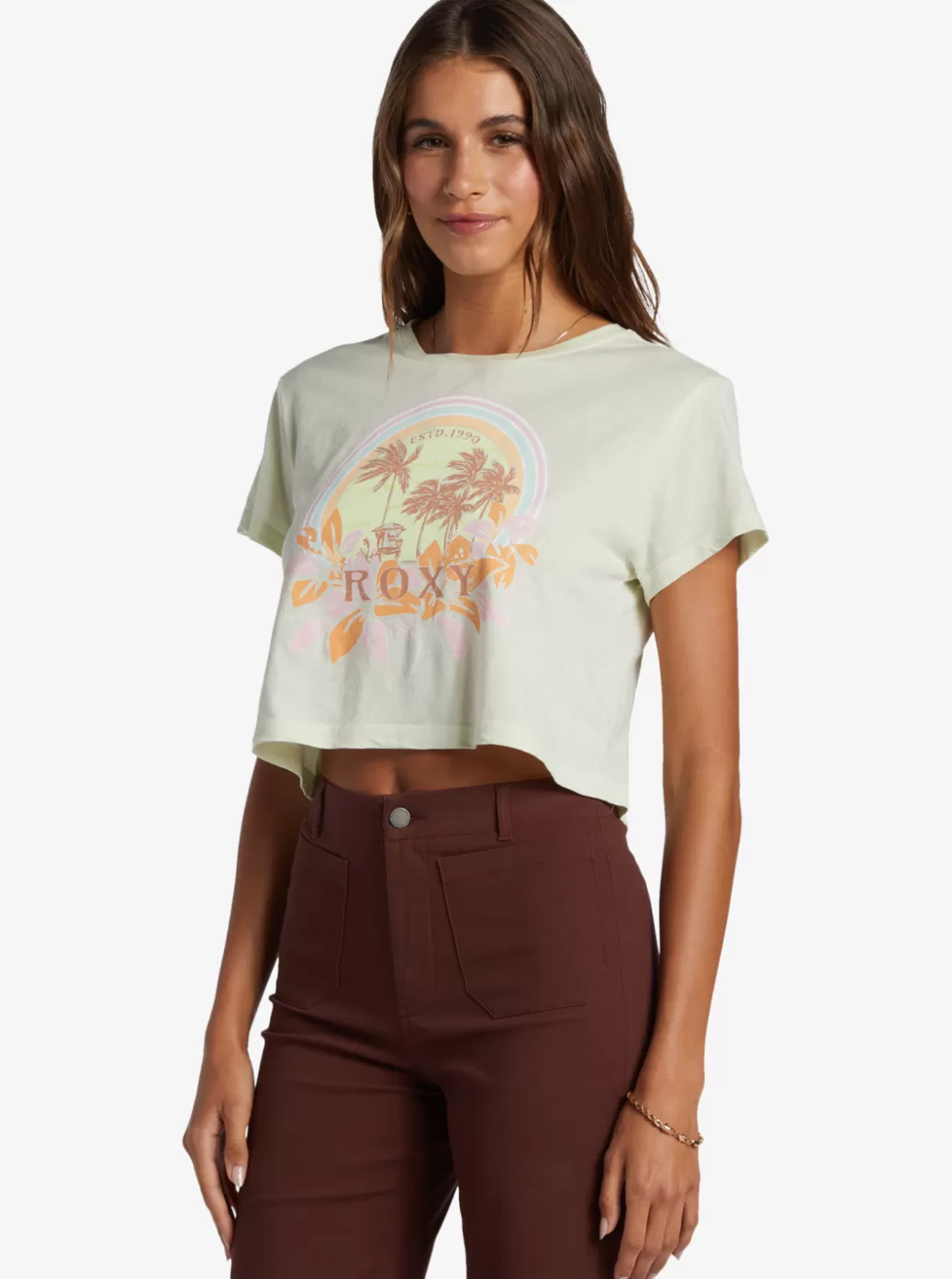 Tees & Tanks | WOMEN ROXY Haleiwa Moment Cropped Baby T-Shirt Ambrosia