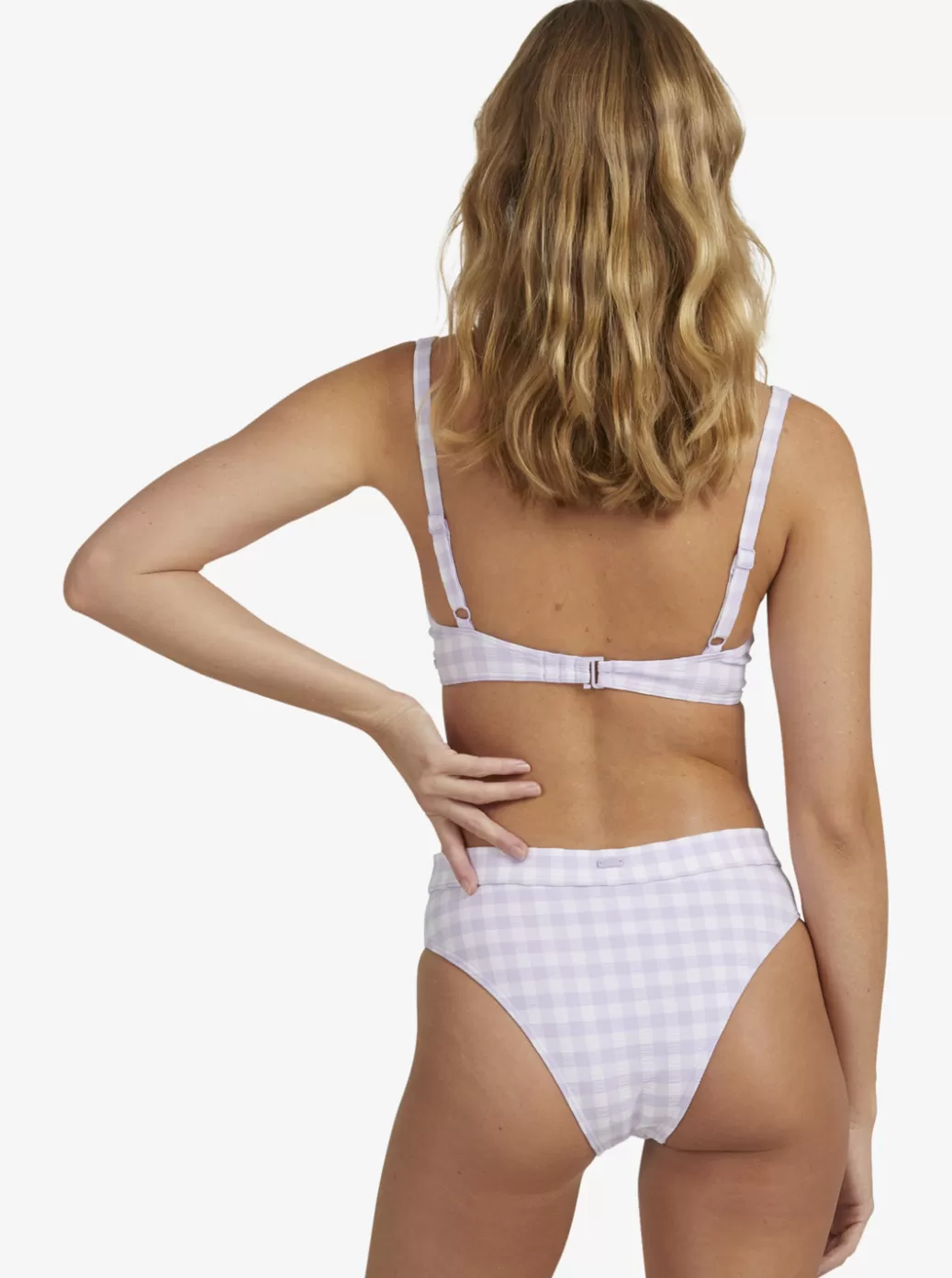 Bikini Bottoms | Bikinis | WOMEN ROXY Heart The Check Moderate Coverage Bikini Bottoms Castle Gingham Lg Pastel Lilac