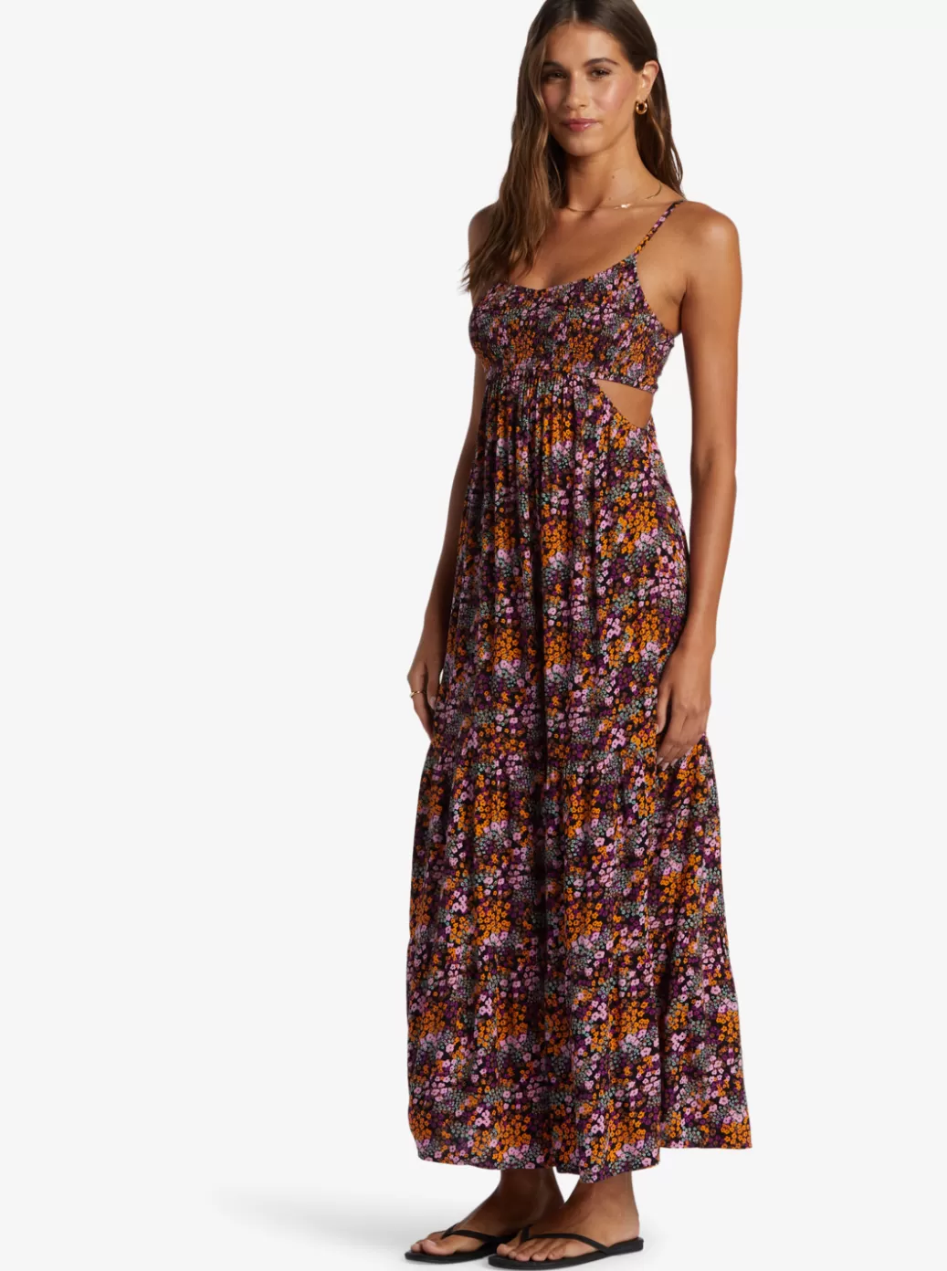 Dresses | WOMEN ROXY Hot Tropics Maxi Dress Anthracite Floral Daze