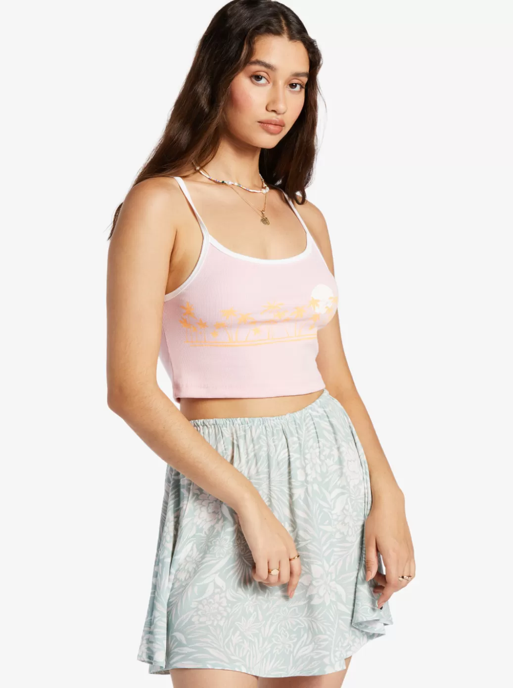 Tees & Tanks | WOMEN ROXY Linedance Cropped Tank Top Candy Pink
