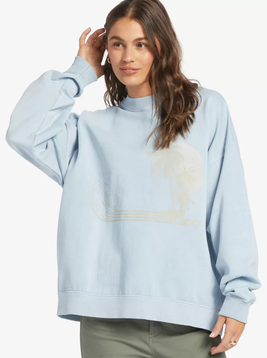 Loungewear | Sweaters | Fleece & Hoodies | WOMEN ROXY Lineup Oversized Sweatshirt Clear Sky