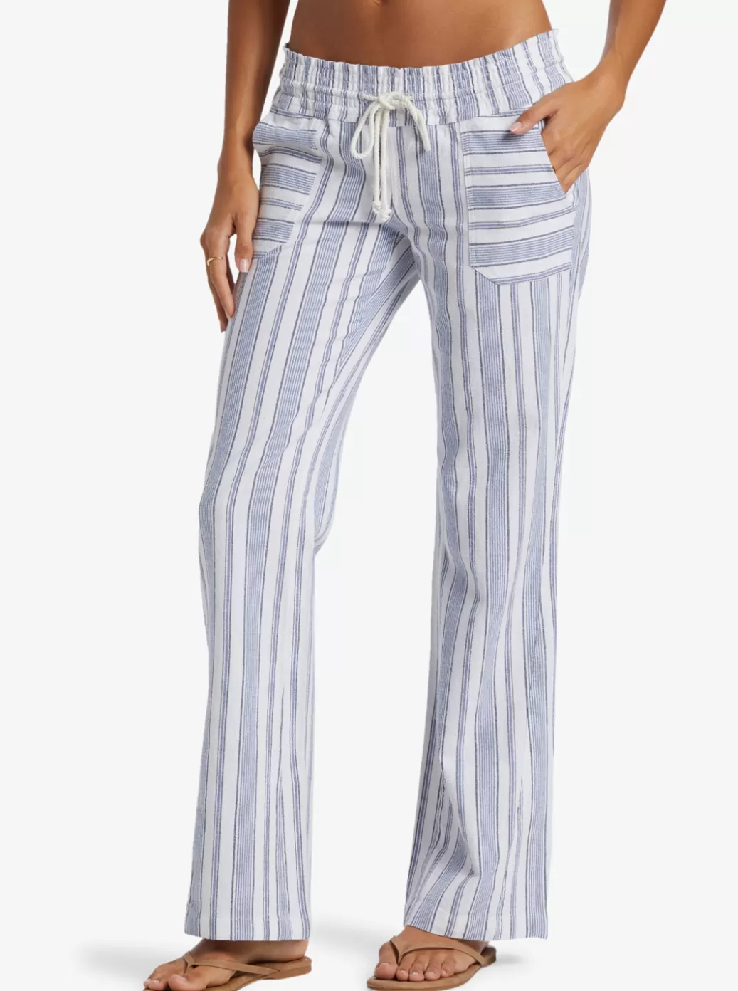 Pants & Jeans | WOMEN ROXY Oceanside Flared Pants Mood Indigo Beachside Stripe