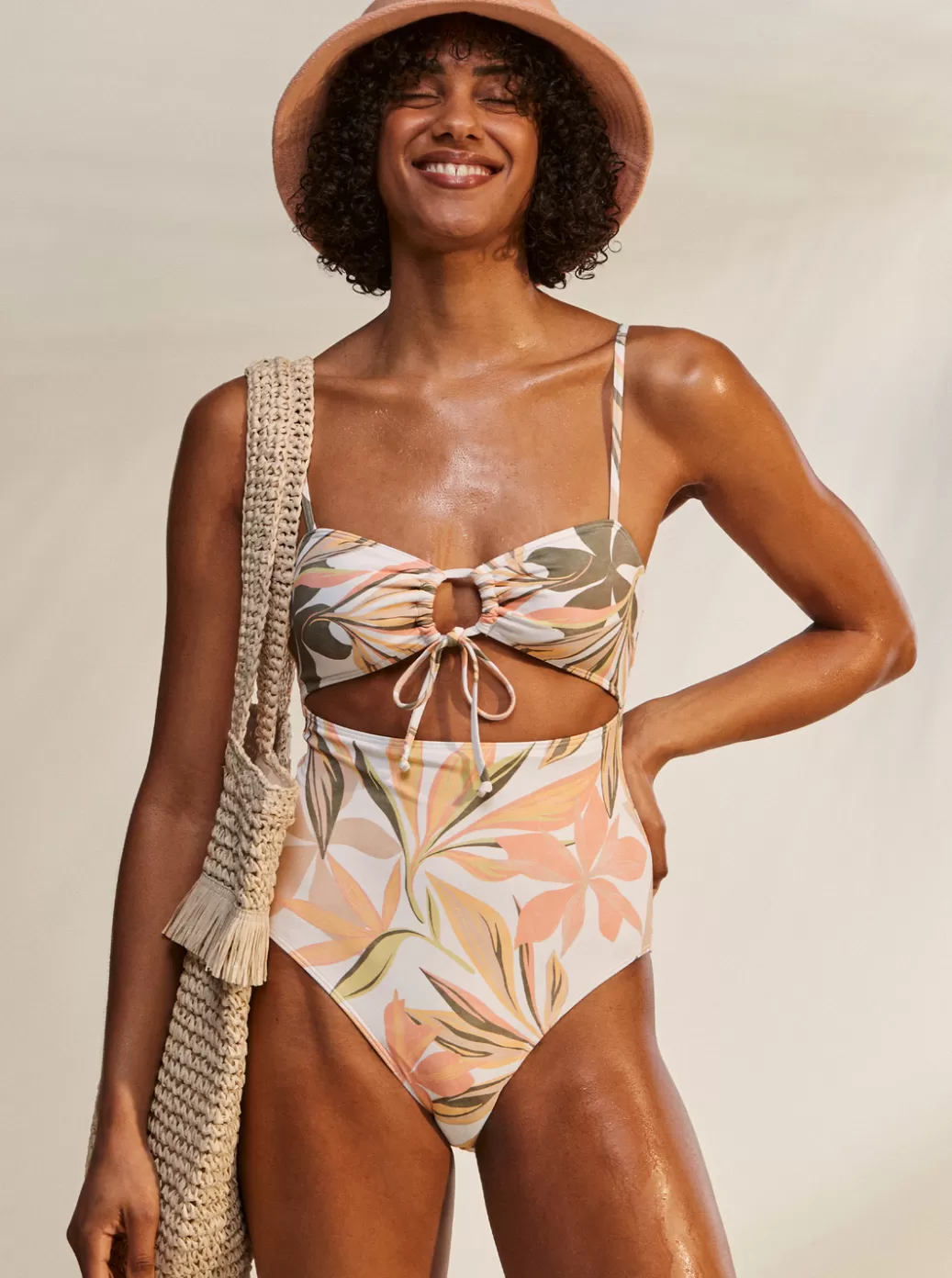 One Pieces | WOMEN ROXY Printed Beach Classics One-Piece Swimsuit Bright White Subtly Salty Flat