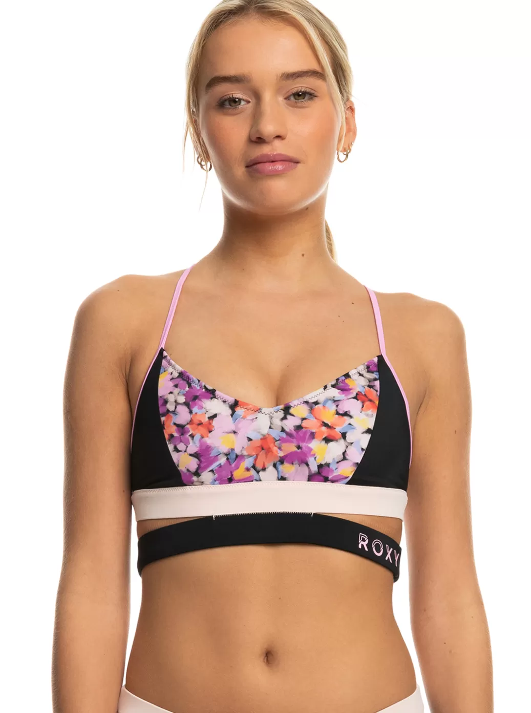 Active by Nature | Active Swimsuits | WOMEN ROXY Active Bralette Bikini Top Anthracite Swim Blooms