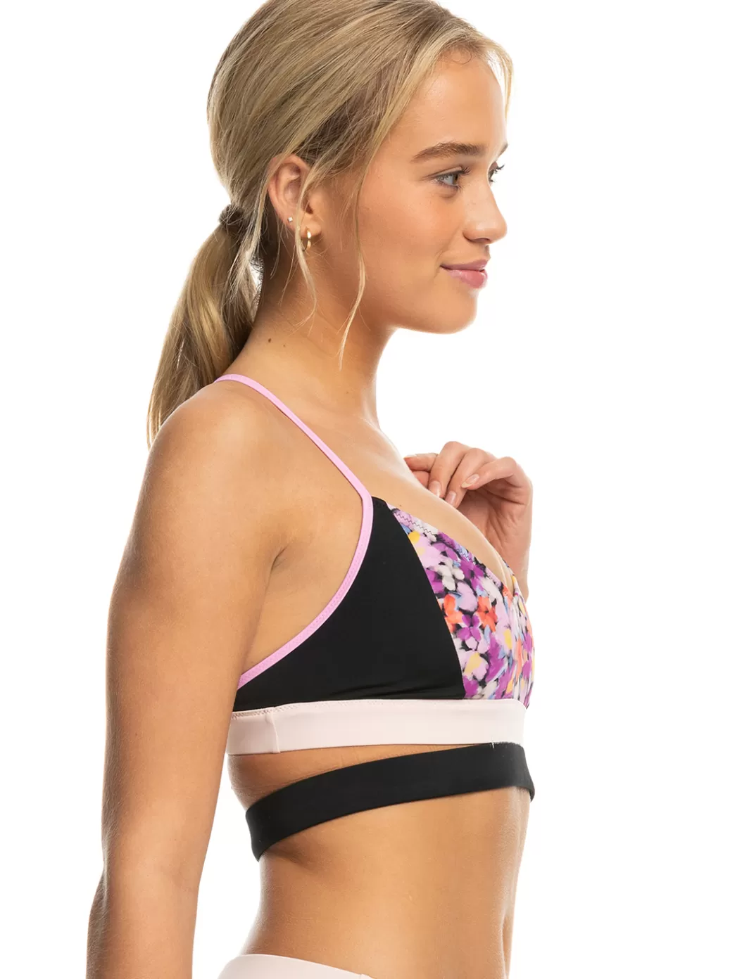 Active by Nature | Active Swimsuits | WOMEN ROXY Active Bralette Bikini Top Anthracite Swim Blooms