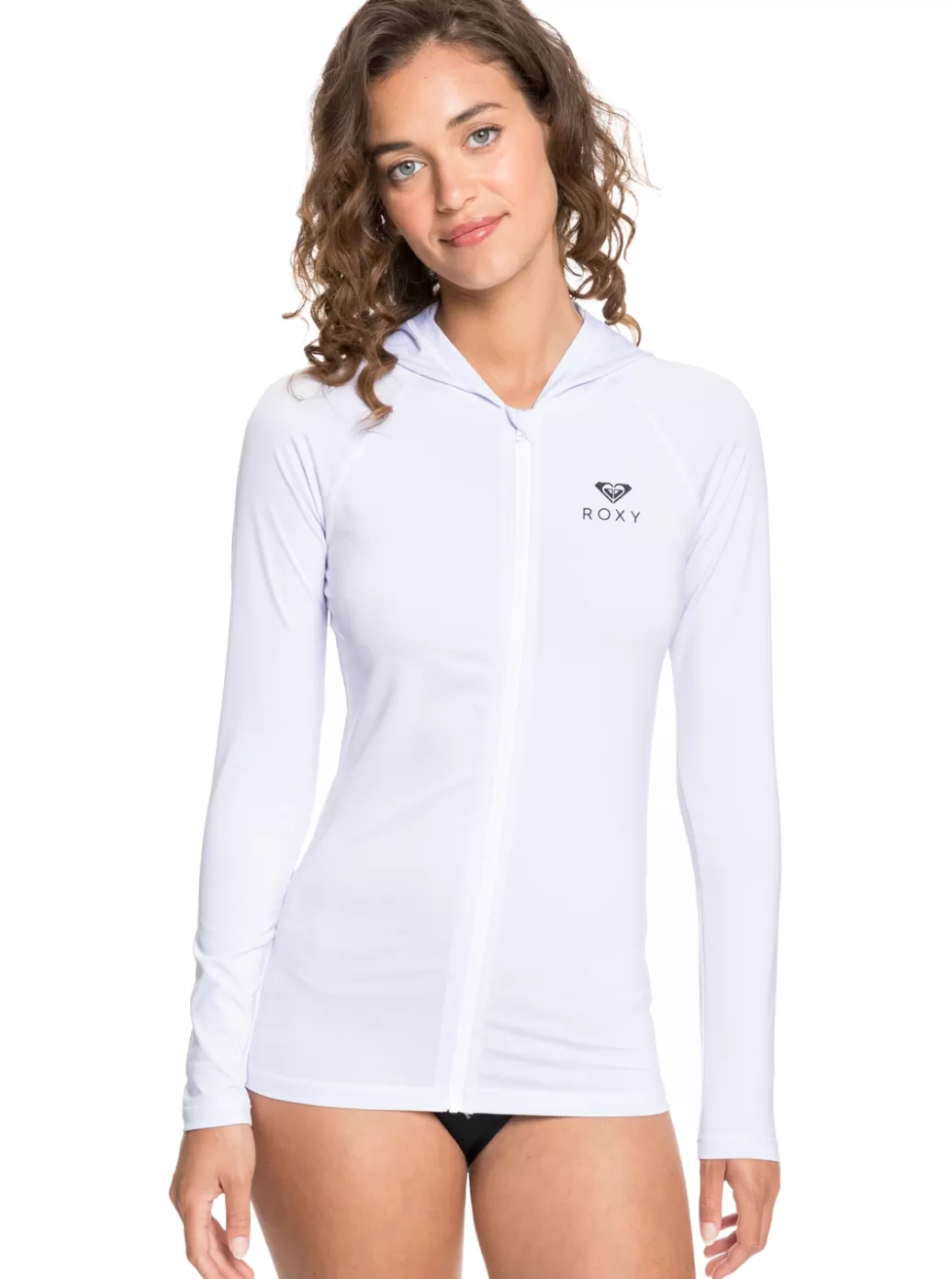 Rashguards | WOMEN ROXY Essentials Hooded UPF 50 Long Sleeve Rashguard Bright White