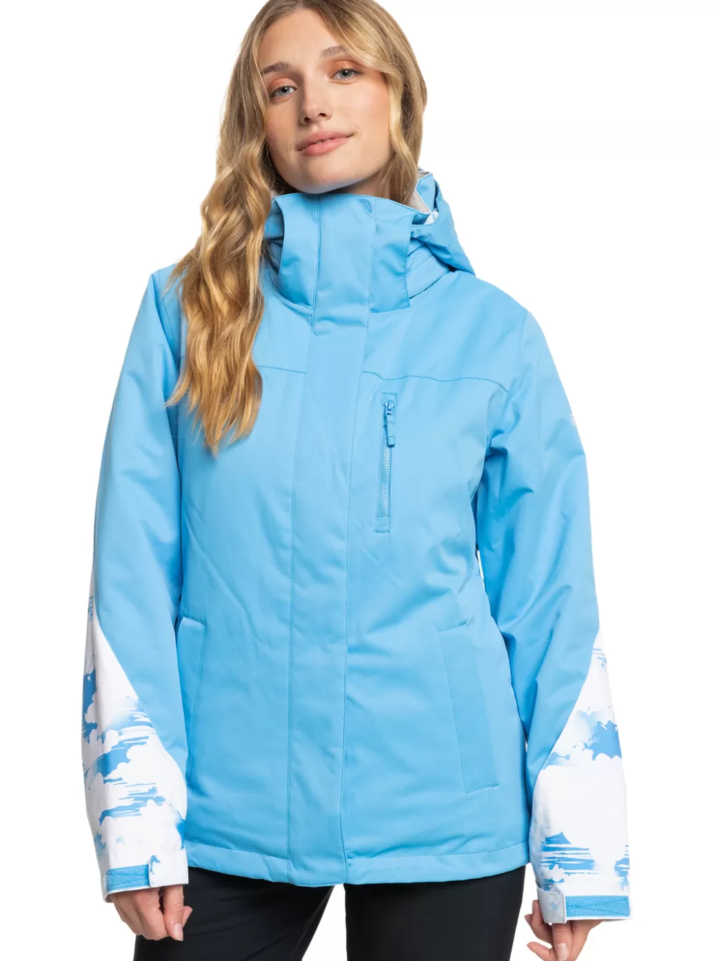 Snow Jackets | WOMEN ROXY Jetty Block Technical Snow Jacket Azure Blue Clouds