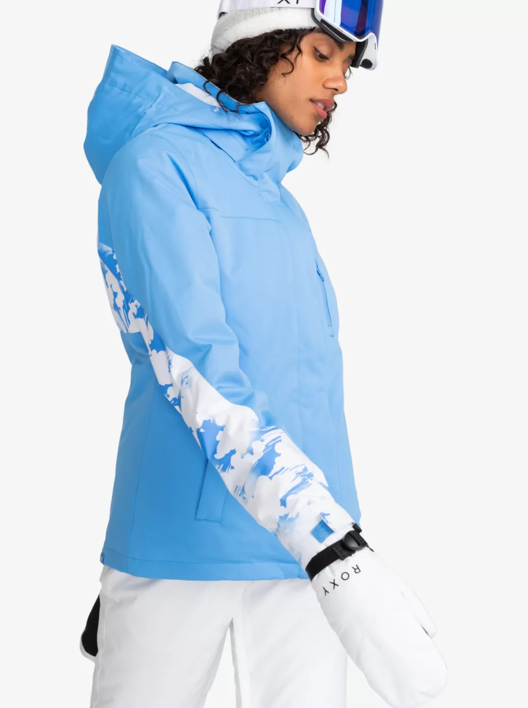 Snow Jackets | WOMEN ROXY Jetty Block Technical Snow Jacket Azure Blue Clouds