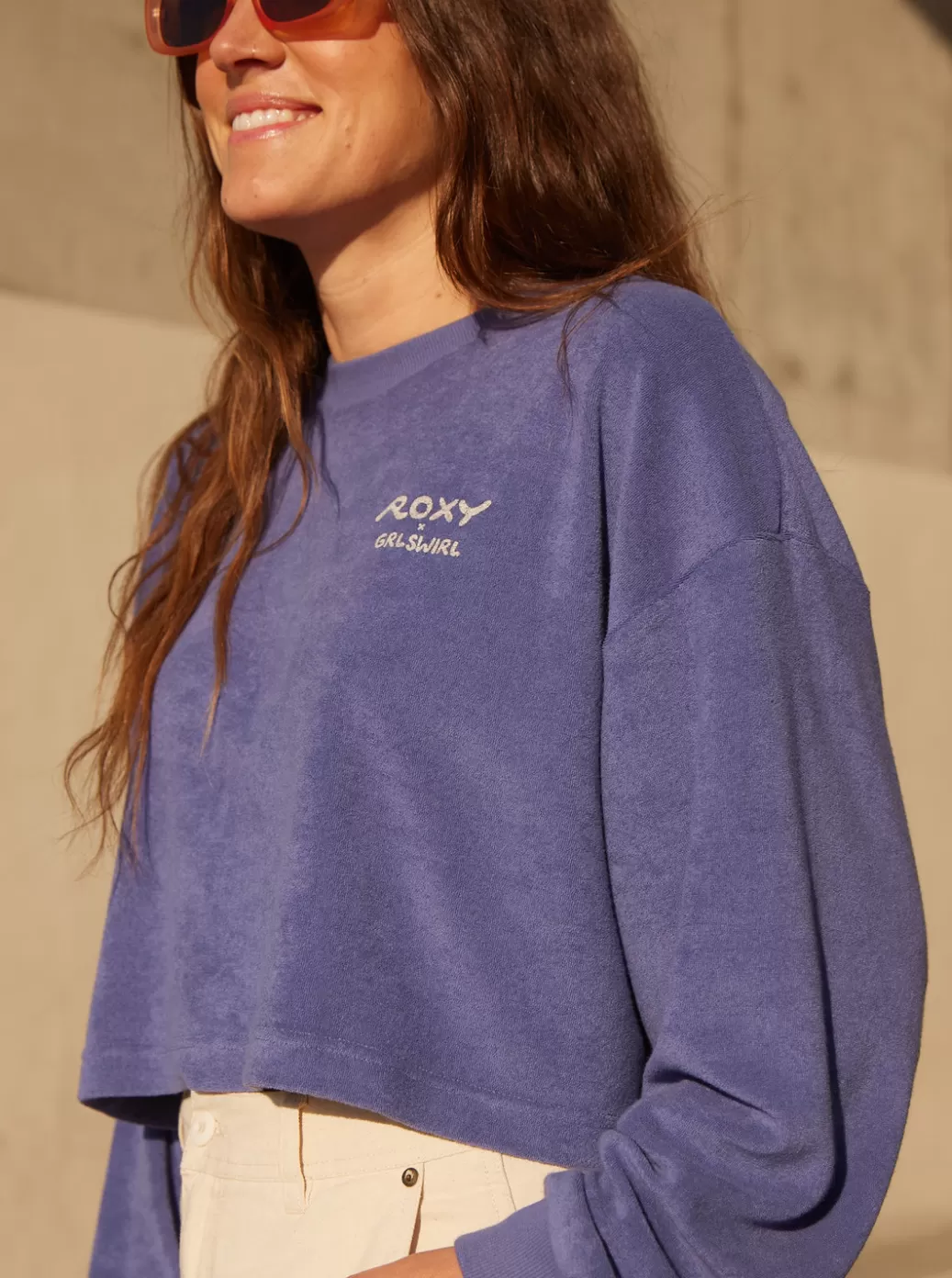 Loungewear | Sweaters | Fleece & Hoodies | WOMEN ROXY x Grl Swirl Cropped Sweatshirt Marlin