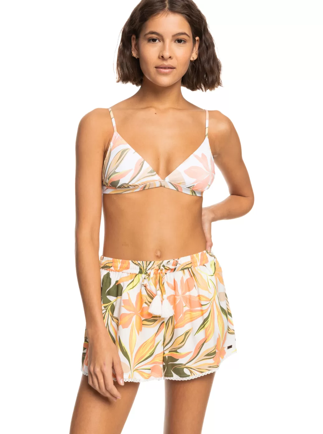 Cover Ups | WOMEN ROXY Salty Tan Shorts Bright White Subtly Salty Mult