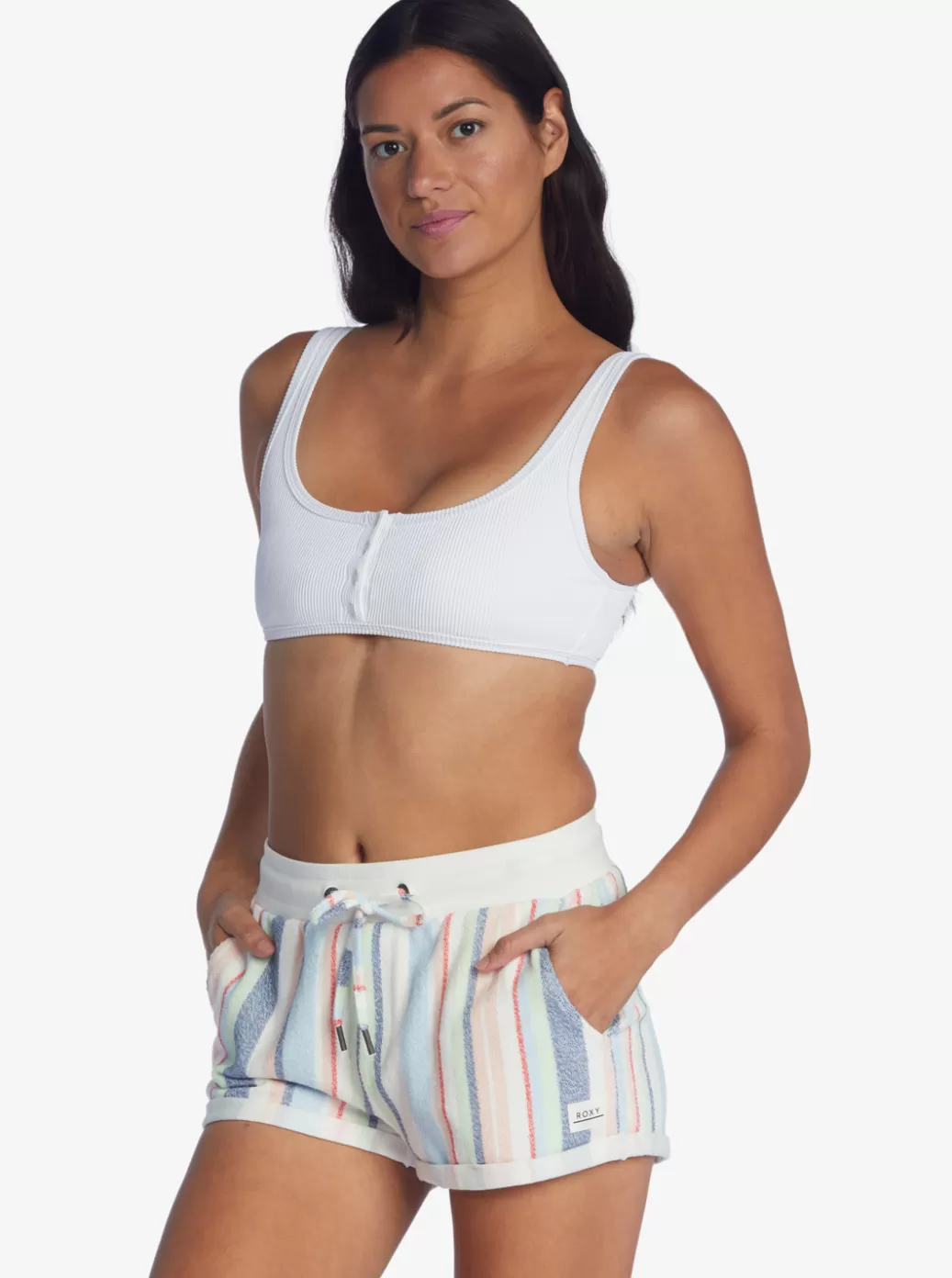 Loungewear | Shorts | WOMEN ROXY Waves And Rays Fleece Bottom Tapioca Tulum Stripe