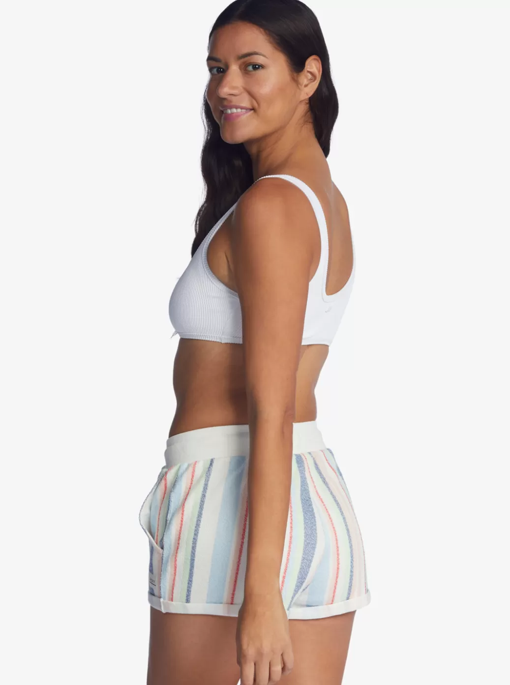 Loungewear | Shorts | WOMEN ROXY Waves And Rays Fleece Bottom Tapioca Tulum Stripe